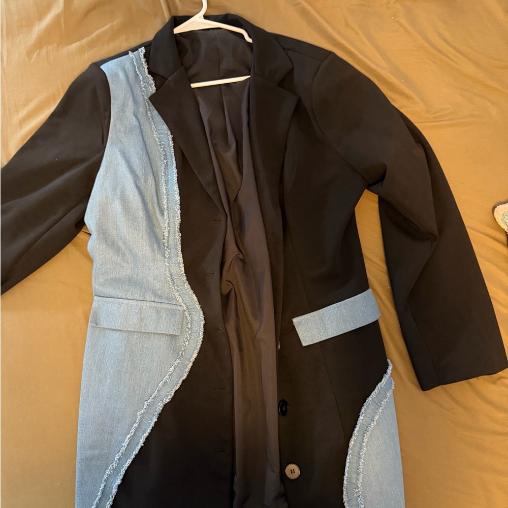 Stylish Black and Blue Women's Coat